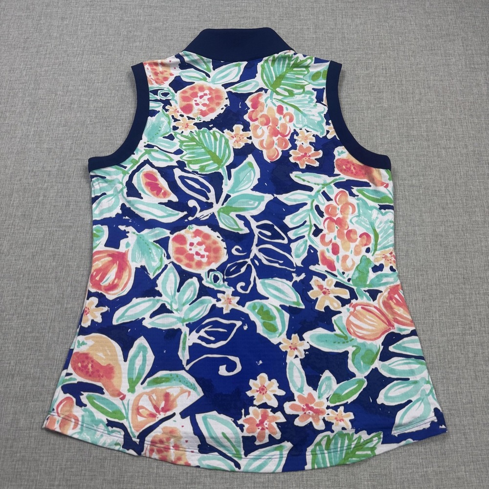 IBKUL 1/4 Zip Sleeveless Floral Golf Polo Womens Small Multicolor Stretch Jersey - Picture 9 of 10
